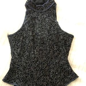 Vintage Papell Boutique Evening Beaded Silk Halter